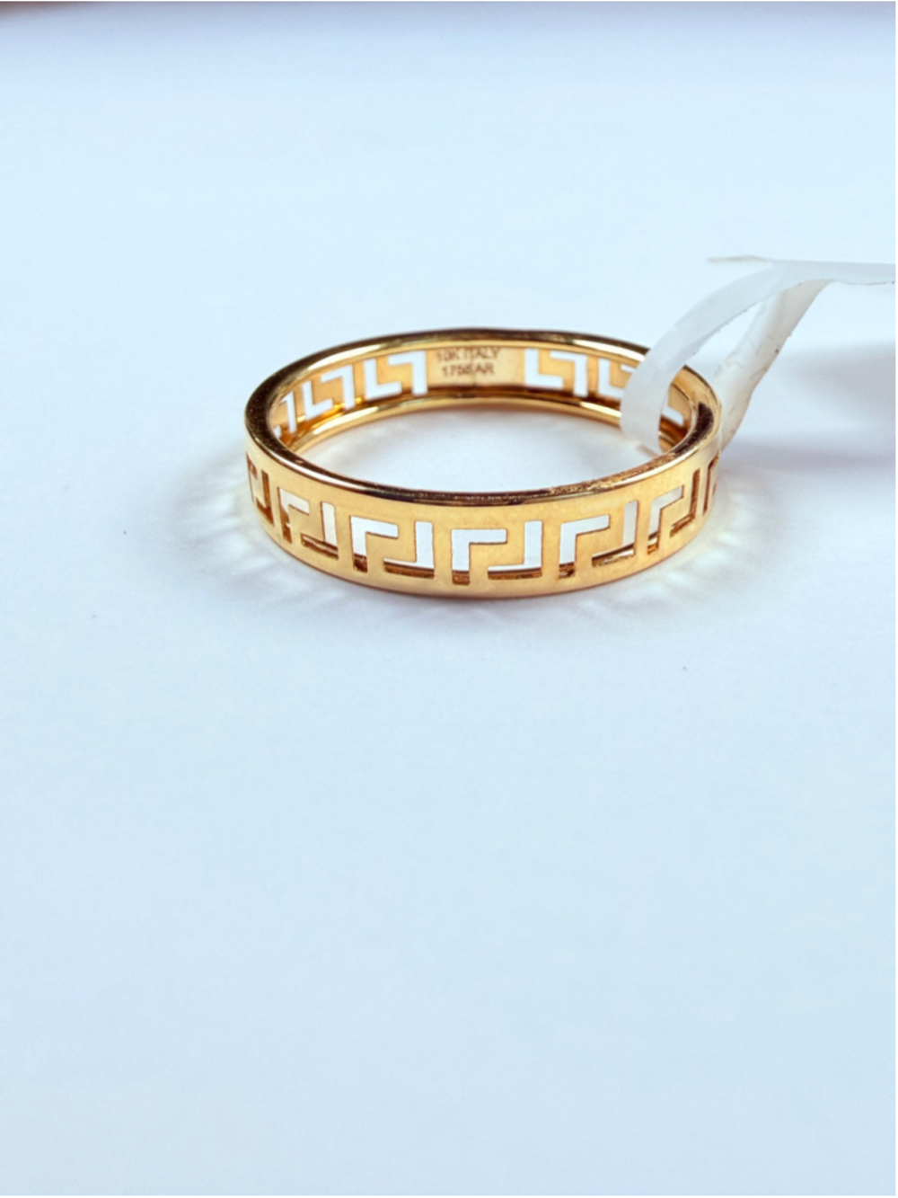 10K Solid Yellow Gold Classic Greek Key Versace Style 4.25MM Band Ring Italy NWT